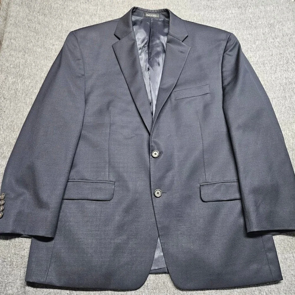 Lauren Ralph Lauren Suit Mens 44S Navy Blue 100% Wool 2-Piece Pleated Trousers